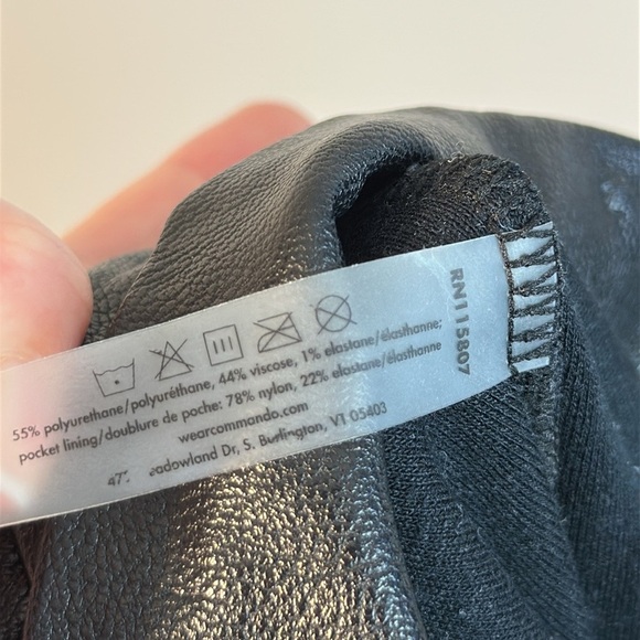 Commando Womens Black Faux Leather Joggers Pants Size M Relaxed Fit Stretch Chic - Picture 13 of 13